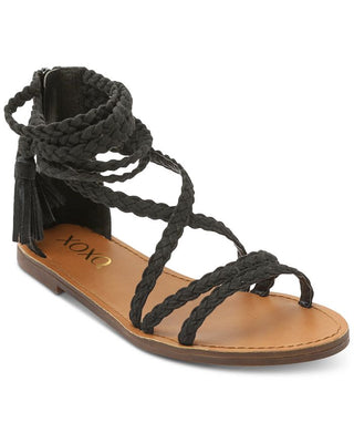 Sandálias gladiadoras trançadas de camurça sintética Cancun XOXO femininas, tamanho 9,5M, bege