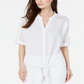 Blusa feminina Alfani com amarração frontal e renda, tamanho pequeno, branca, P