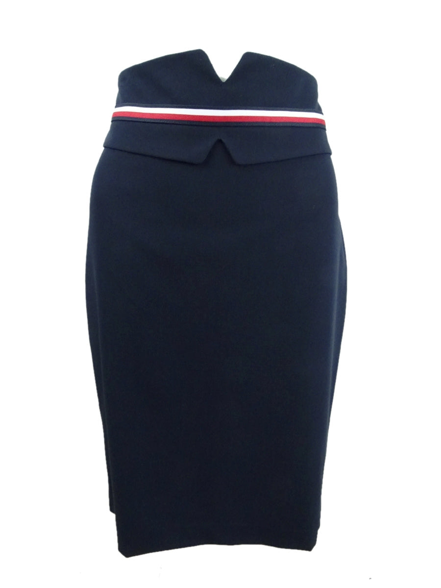 Tommy Hilfiger Saia feminina com cintura entalhada e acabamento listrado, azul, tamanho 6