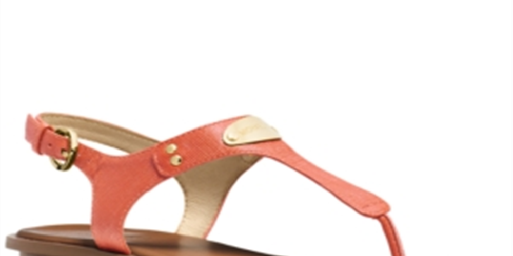 Sandálias femininas Michael Kors Plate Thong rosa tamanho 9,5M