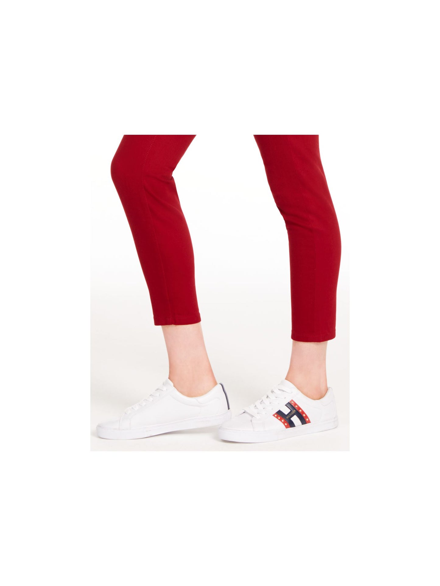 Calça jeans feminina Tommy Hilfiger com zíper vermelha, tamanho 10