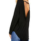 Blusa feminina Free People com decote redondo e manga comprida, preta, tamanho pequeno