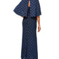 Vestido de noite feminino Alex Evenings com glitter, manga curta, decote em V, maxi bainha, azul, tamanho 14
