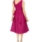 Vestido formal feminino Adrianna Papell, liso, sem mangas, decote em V, comprimento até o joelho, estilo flare, rosa, tamanho 16