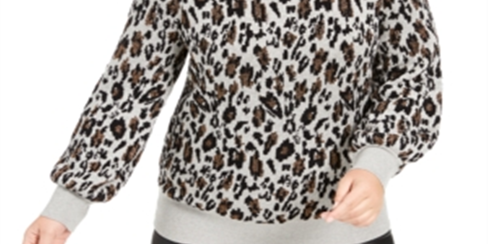 Suéter Alfani Feminino Plus Metallic Animal Print Cinza Tamanho 0X