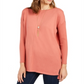 Suéter túnica feminino com costura frontal estilo &amp; co laranja tamanho grande
