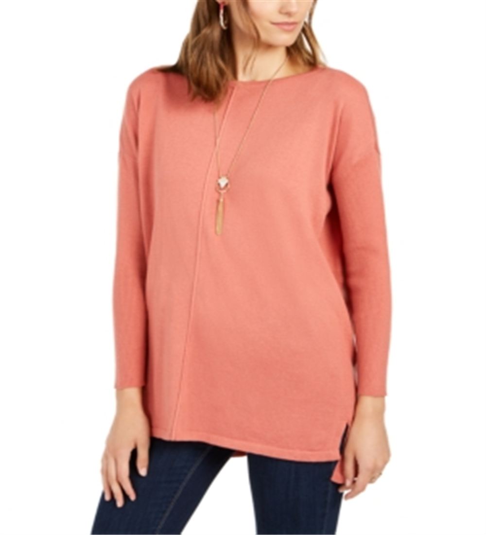 Suéter túnica feminino com costura frontal estilo &amp; co laranja tamanho grande