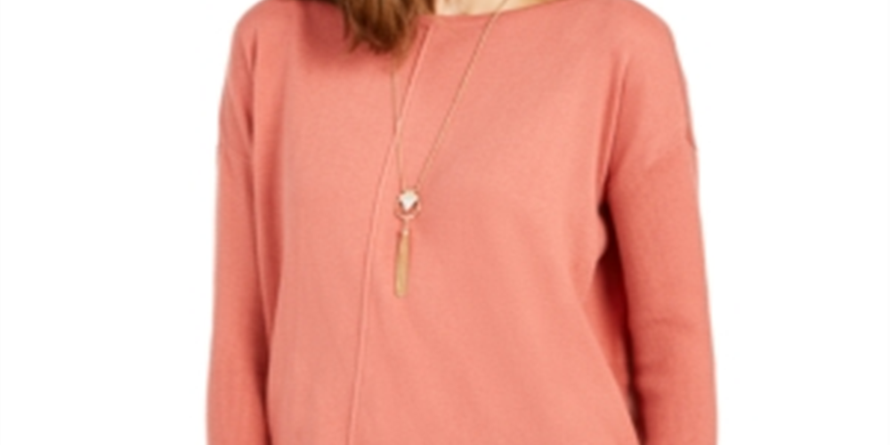 Suéter túnica feminino com costura frontal estilo &amp; co laranja tamanho grande