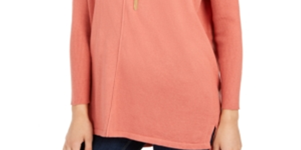 Suéter túnica feminino com costura frontal estilo &amp; co laranja tamanho grande