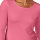 Blusa feminina Karen Scott de algodão com decote redondo, rosa, tamanho pequeno