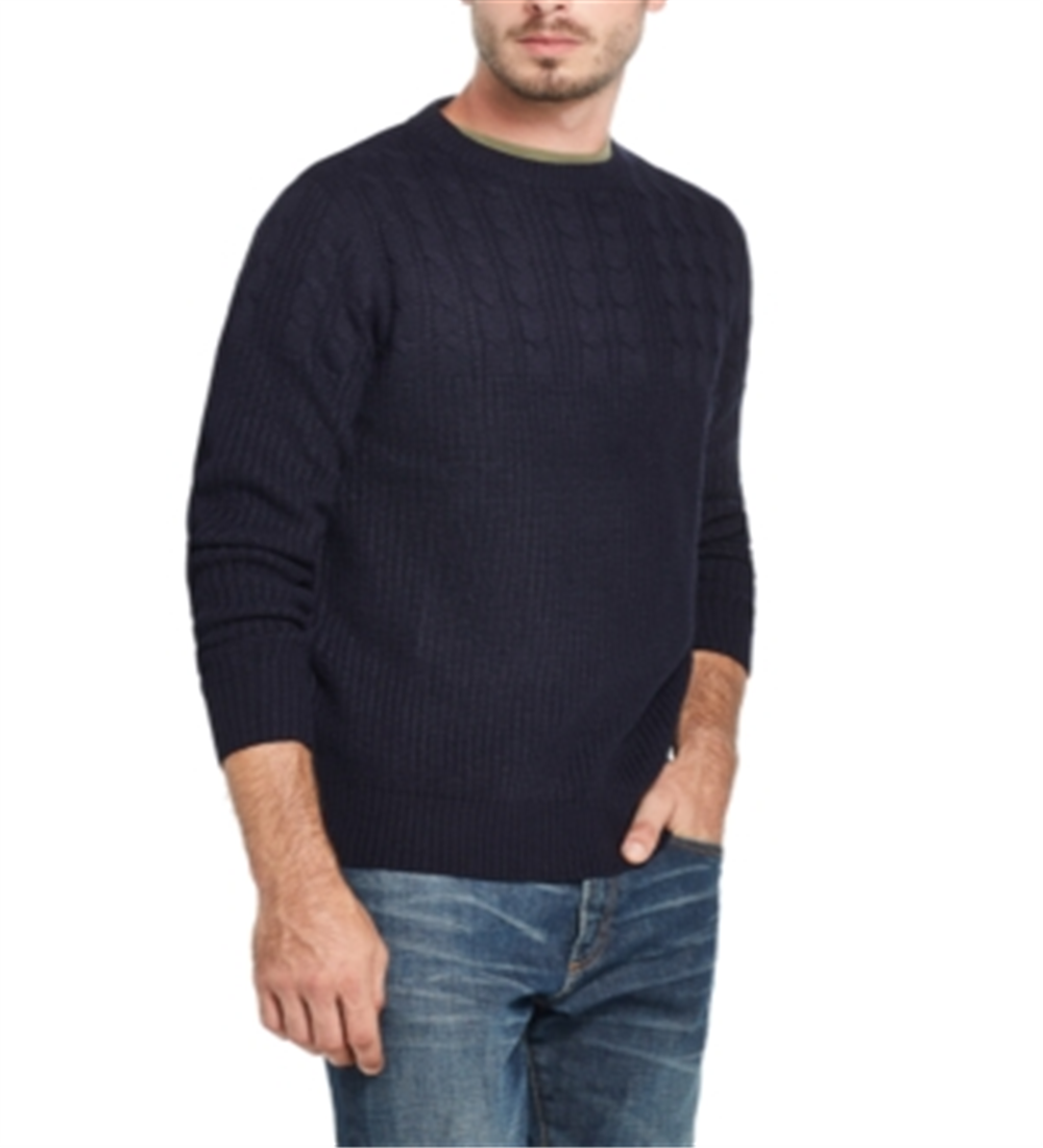 Suéter masculino vintage à prova de intempéries com estampa de manga comprida e gola redonda, tamanho grande, azul