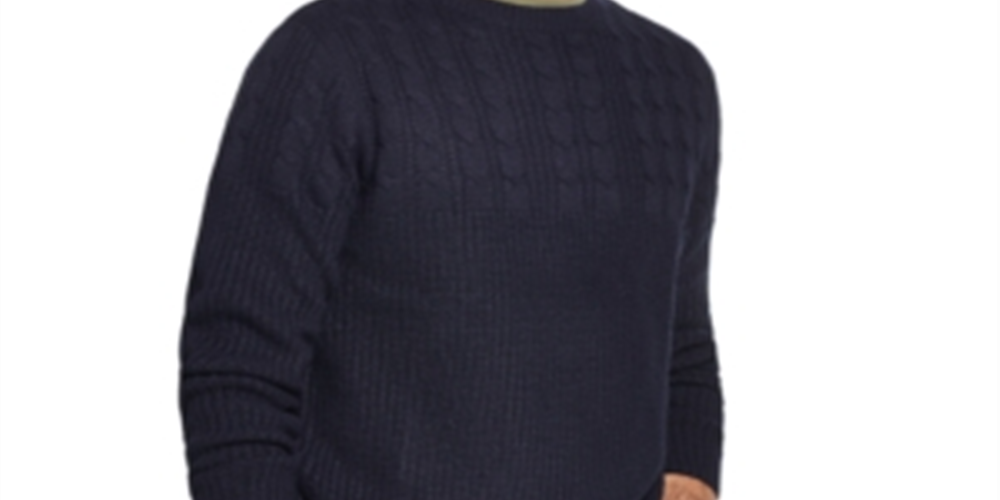 Suéter masculino vintage à prova de intempéries com estampa de manga comprida e gola redonda, tamanho grande, azul