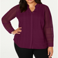 Blusa Alfani Feminina Plus Transparente Pintuck com Botões Vermelho Tamanho 0X