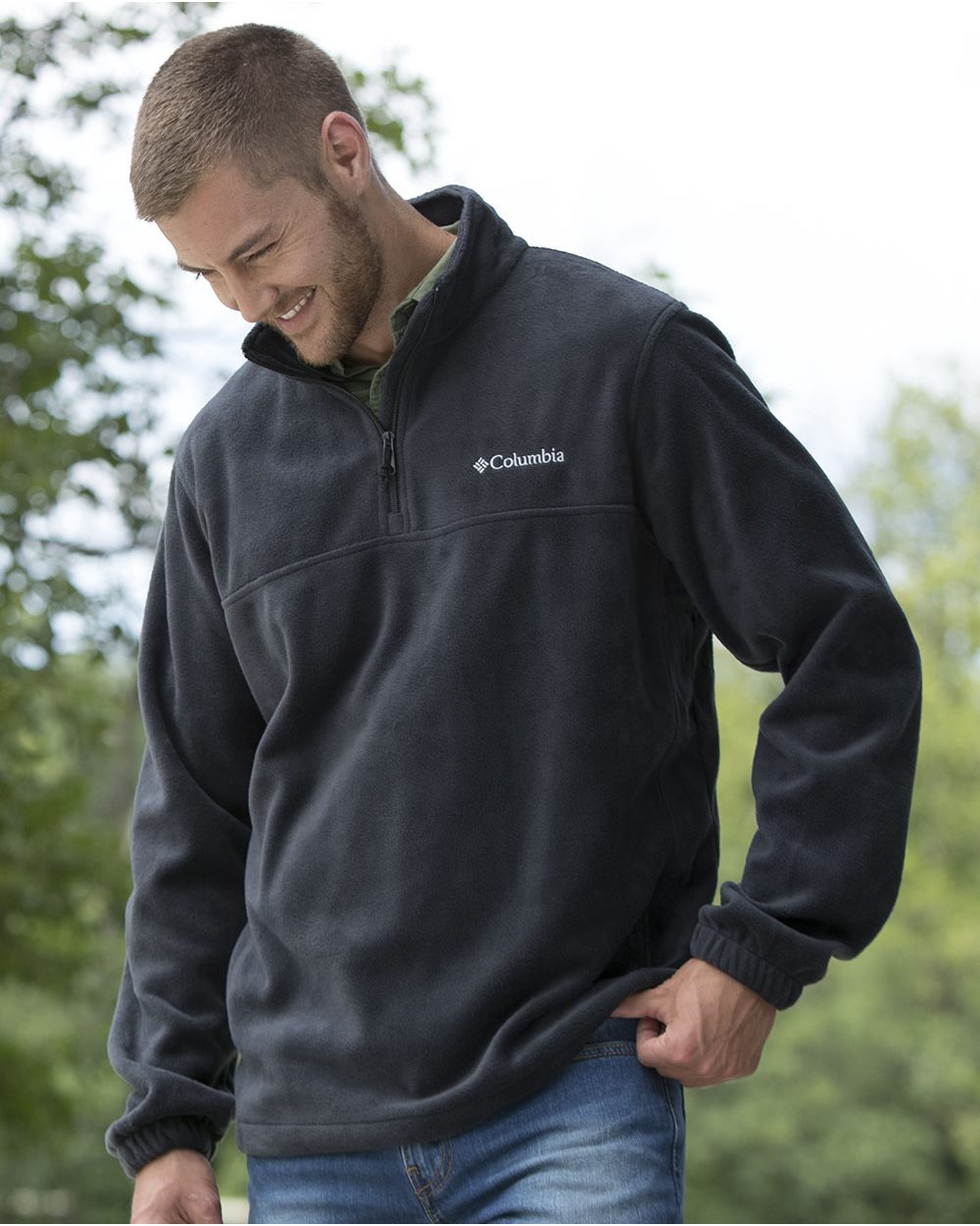 Columbia Steens Mountain Half Zip Top Cinza Masculino Tamanho Pequeno