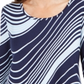 Camiseta feminina com estampa de redemoinho e manga 3/4 da coleção JM, azul, tamanho X-S