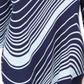 Camiseta feminina com estampa de redemoinho e manga 3/4 da coleção JM, azul, tamanho X-S