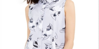 Túnica Alfani Feminina Estampada de Folhas Cinza Tamanho Petite S