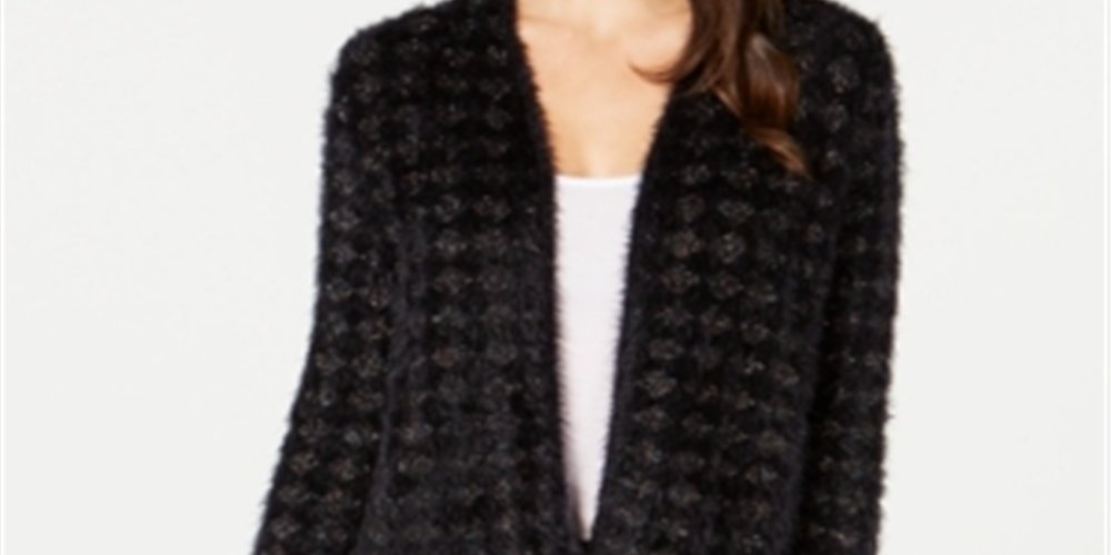 Cardigan Alfani Feminino Eyelash Preto Tamanho Médio