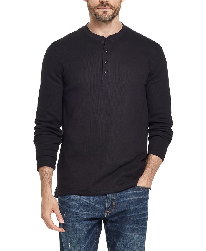 Casaco masculino vintage à prova de intempéries, malha waffle, henley, preto, tamanho pequeno