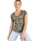 Blusa camuflada feminina estilo &amp; co, verde, tamanho pequeno, médio