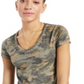 Blusa camuflada feminina estilo &amp; co, verde, tamanho pequeno, médio