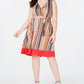 Vestido feminino Love Squared listrado sem mangas com decote em V e comprimento até o joelho, tamanho 2X