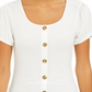 Blusa canelada com manga bufante Pink Rose Junior, tamanho médio, branca