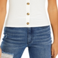 Blusa canelada com manga bufante Pink Rose Junior, tamanho médio, branca