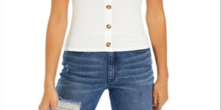 Blusa canelada com manga bufante Pink Rose Junior, tamanho médio, branca