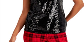 Regata feminina Charter Club com lantejoulas, preta, tamanho pequeno