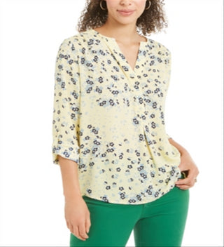Blusa Maria com estampa floral feminina Charter Club, amarela, tamanho XX-G