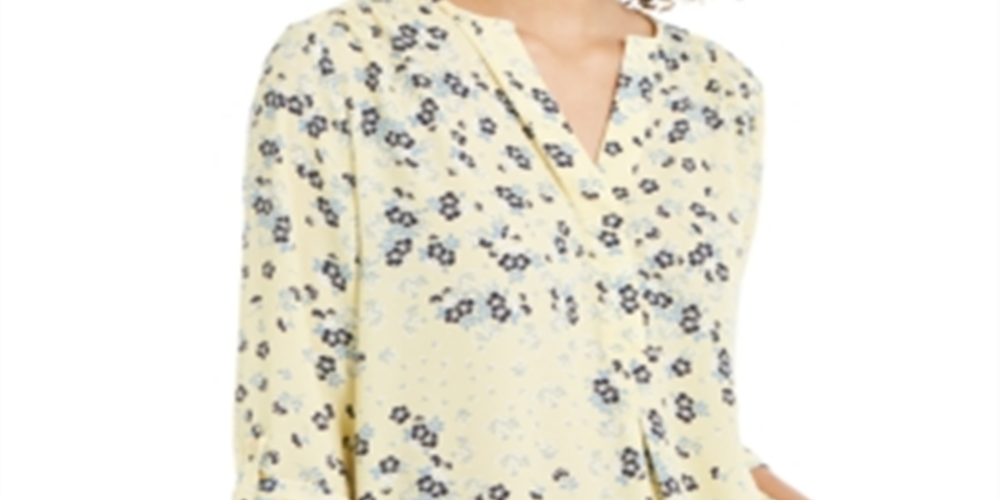 Blusa Maria com estampa floral feminina Charter Club, amarela, tamanho XX-G