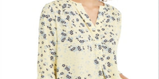 Blusa Maria com estampa floral feminina Charter Club, amarela, tamanho XX-G