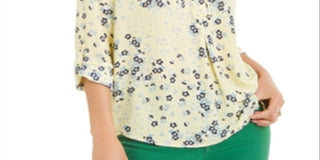 Blusa Maria com estampa floral feminina Charter Club, amarela, tamanho XX-G