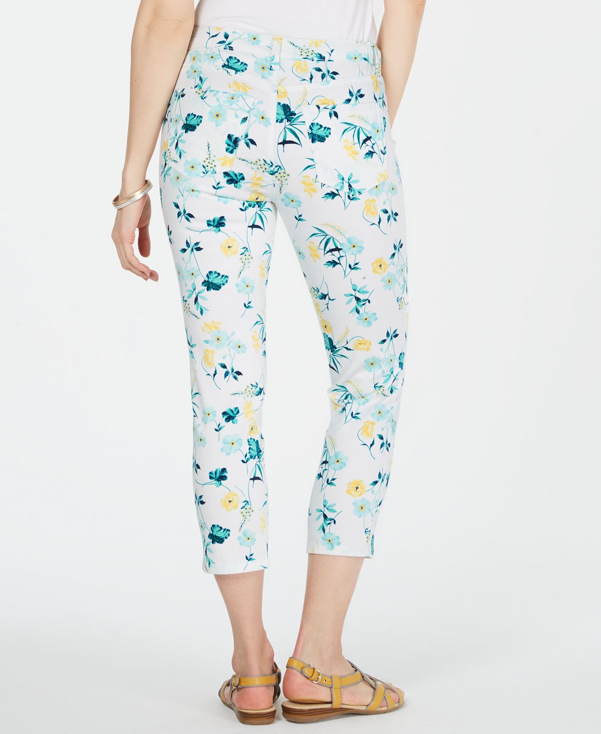 Calça jeans feminina Charter Club com bolsos florais, branca, tamanho 4