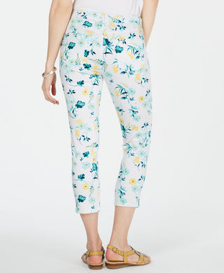 Calça jeans feminina Charter Club com bolsos florais, branca, tamanho 4