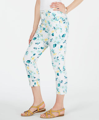 Calça jeans feminina Charter Club com bolsos florais, branca, tamanho 4