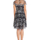 Vestido feminino Adrianna Papell com decote ilusão bordado, preto, tamanho 10