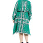 Vestido feminino plus size com estampa mista e bainha em lenço, verde, tamanho 2X