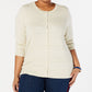 Cardigan feminino plus size Charter Club com botões frontais, amarelo, tamanho 1X