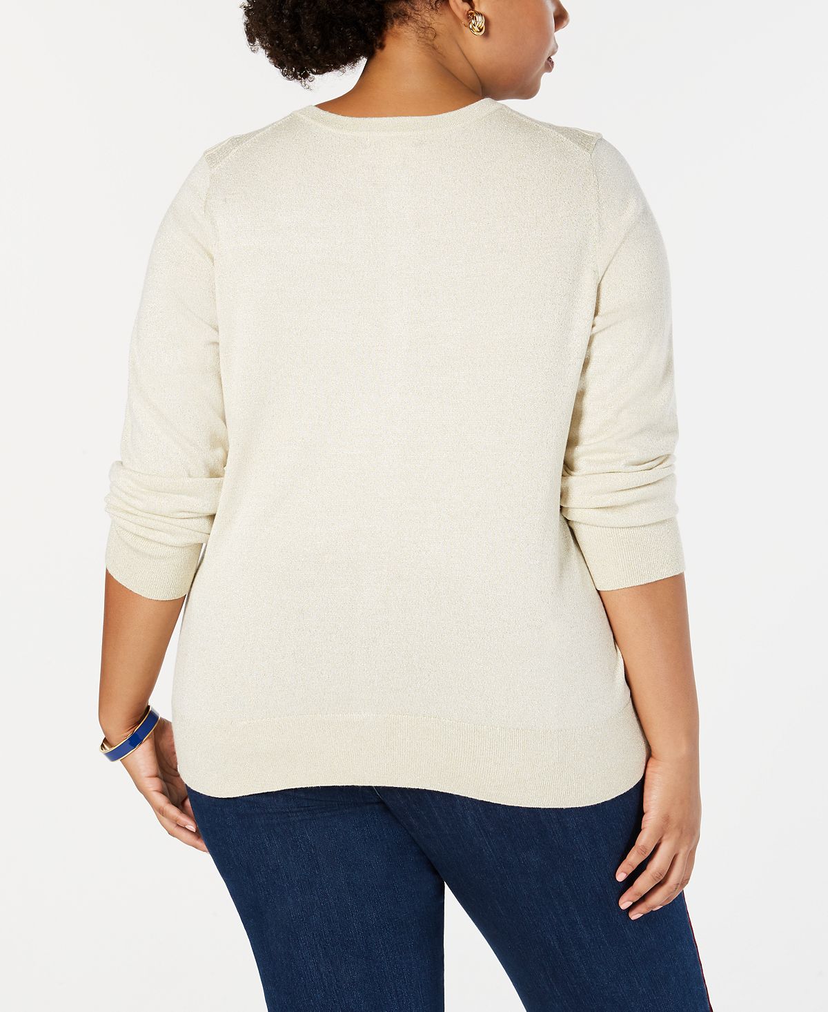 Cardigan feminino plus size Charter Club com botões frontais, amarelo, tamanho 1X