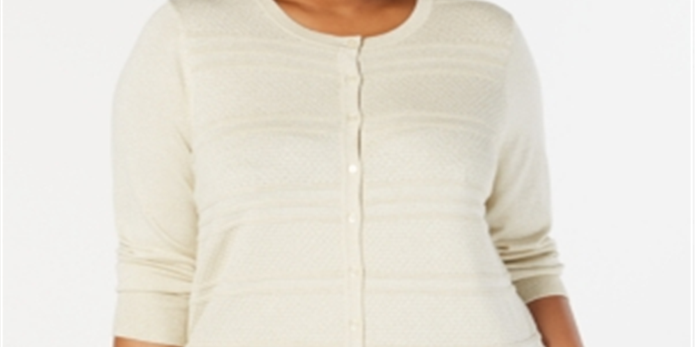 Cardigan feminino plus size Charter Club com botões frontais, amarelo, tamanho 1X