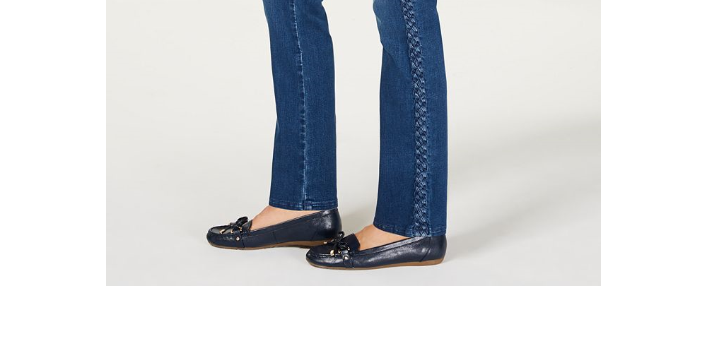 Calça jeans feminina Charter Club Lexington com perna reta e listras trançadas - Azul, tamanho 4