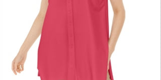 Blusa feminina Alfani com botões e sem mangas, tamanho médio, vermelha