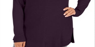 Suéter feminino Charter Club Plus com decote em V, roxo, tamanho 1X