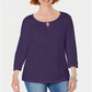 Karen Scott Blusa feminina manga três quartos roxa tamanho XX-G