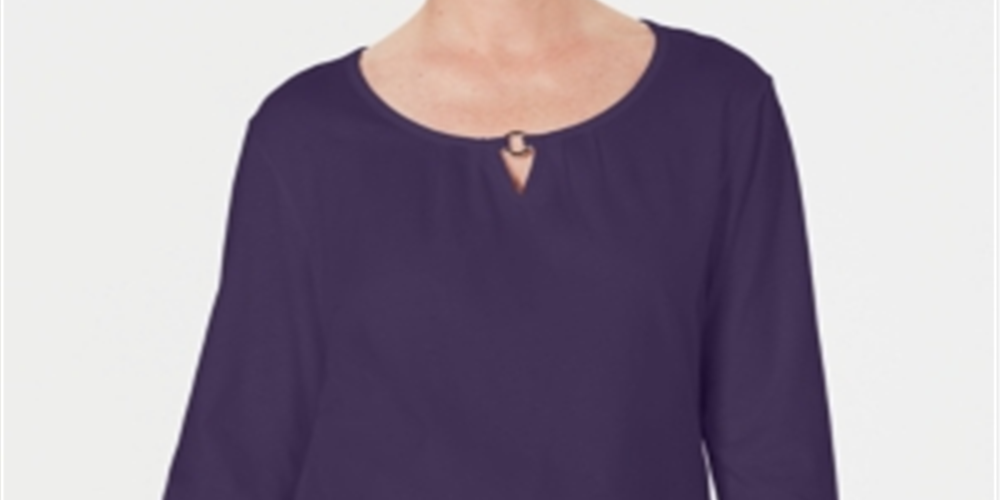Karen Scott Blusa feminina manga três quartos roxa tamanho XX-G