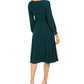 Vestido midi elástico franzido feminino Jessica Howard, verde, tamanho 8, pequeno