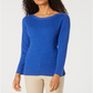 Karen Scott Suéter Feminino de Algodão com Gola Canoa Azul Tamanho XS