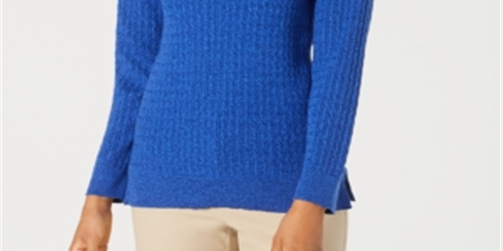 Karen Scott Suéter Feminino de Algodão com Gola Canoa Azul Tamanho XS